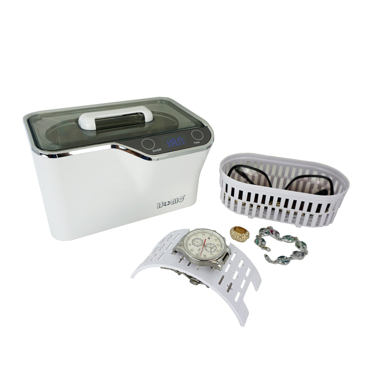 CDS100 | iSonic® Digital Touch Sensing Ultrasonic Cleaner, 1.3Pt/0.6L, white color, for jewelry, eyeglasses, watches