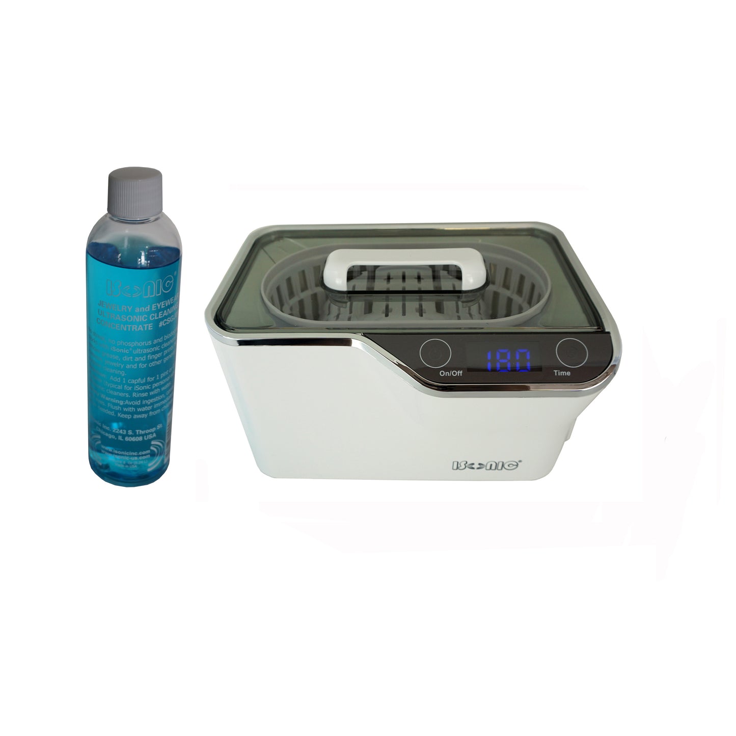 CDS100+CSGJ01 | iSonic® Digital Touch Sensing Ultrasonic Cleaner, with Jewelry/Eyewear Cleaning Solution Concentrate CSGJ01, 8OZ, Promotional Price!