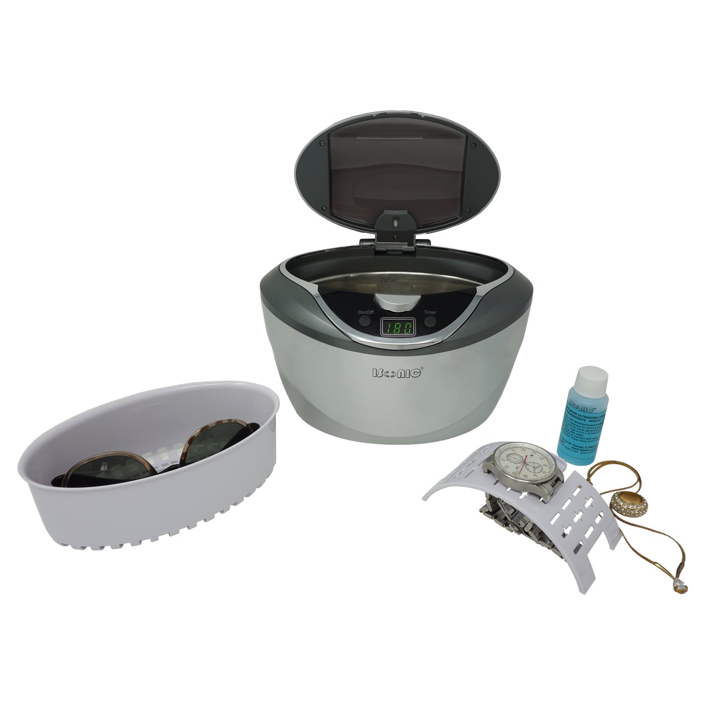 D2840 | iSonic® Digital Ultrasonic Cleaner, 0.8Qt/0.75L for large fashion sunglasses, jewelry