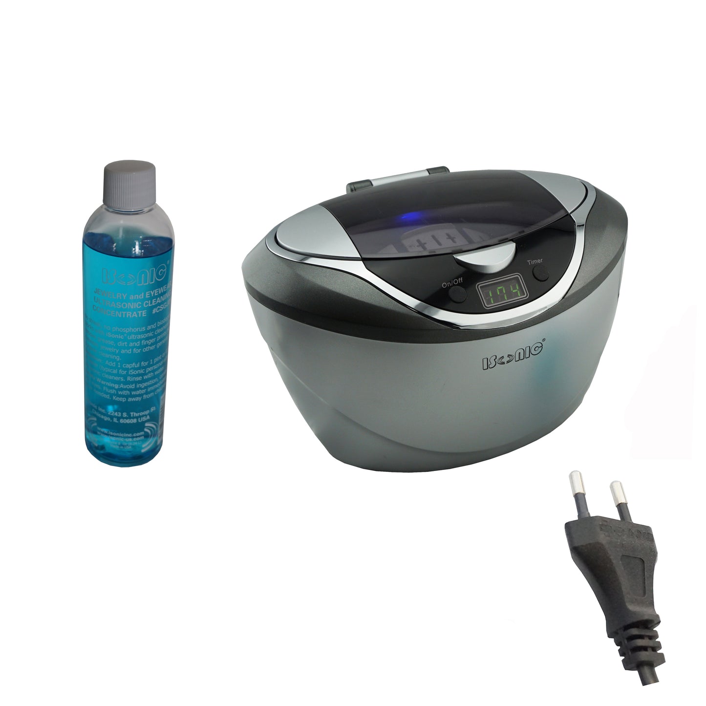 D2840+CSGJ01 | iSonic® Digital Ultrasonic Cleaner, with Jewelry/Eyewear Cleaning Solution Concentrate CSGJ01, 8OZ, Promotional Price!