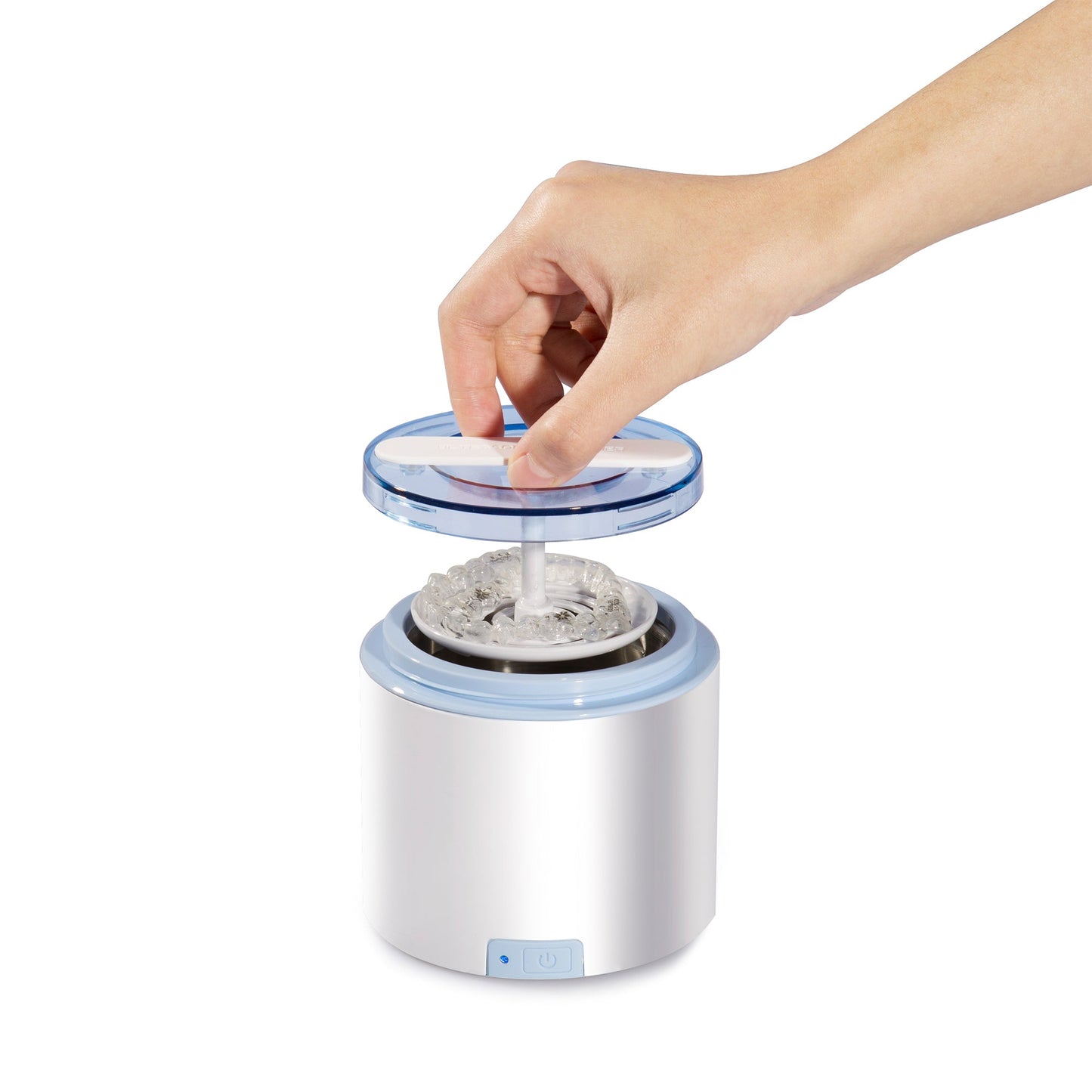 DS180+CSDW01 | iSonic® Portable Ultrasonic Retainer/Denture Cleaner with Denture/Retainer/Appliance Cleaning Crystal CSDW01, 8OZ