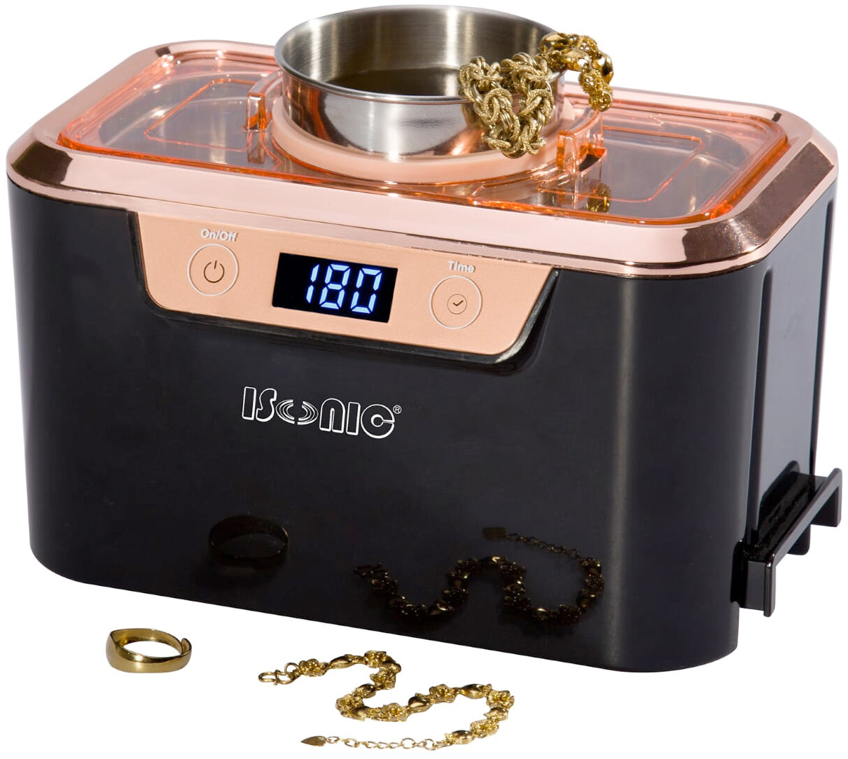 DS310-BR+CSGJ01 | iSonic® Miniaturized Commercial Ultrasonic Cleaner, with integrated ss. beaker plus Jewely/Eyewear Cleaning Solution Concentrate, Promotional Price!