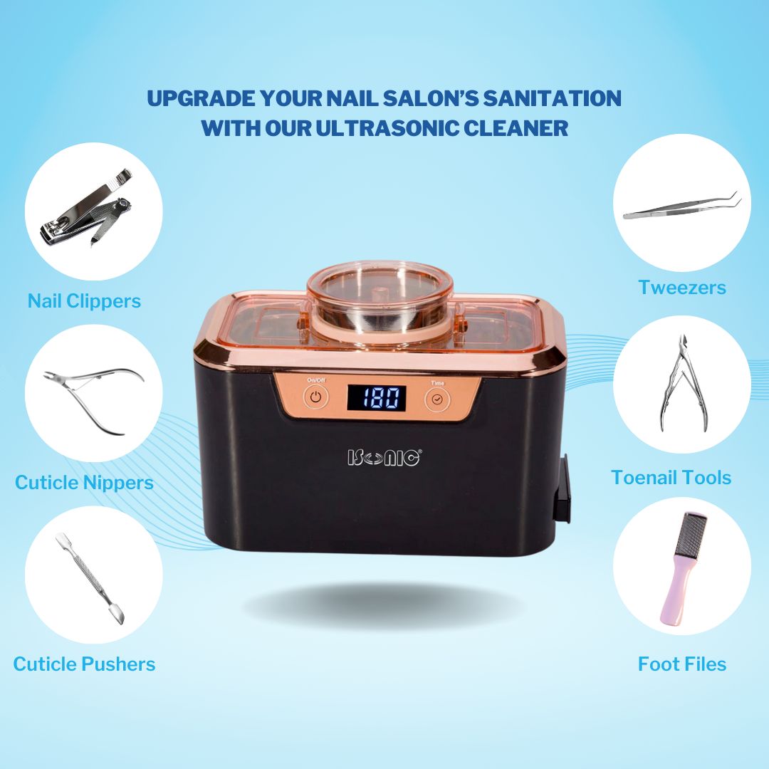 DS310-BR | iSonic® Miniaturized Commercial Ultrasonic Cleaner, black and rose gold colors, with integrated ss. beaker
