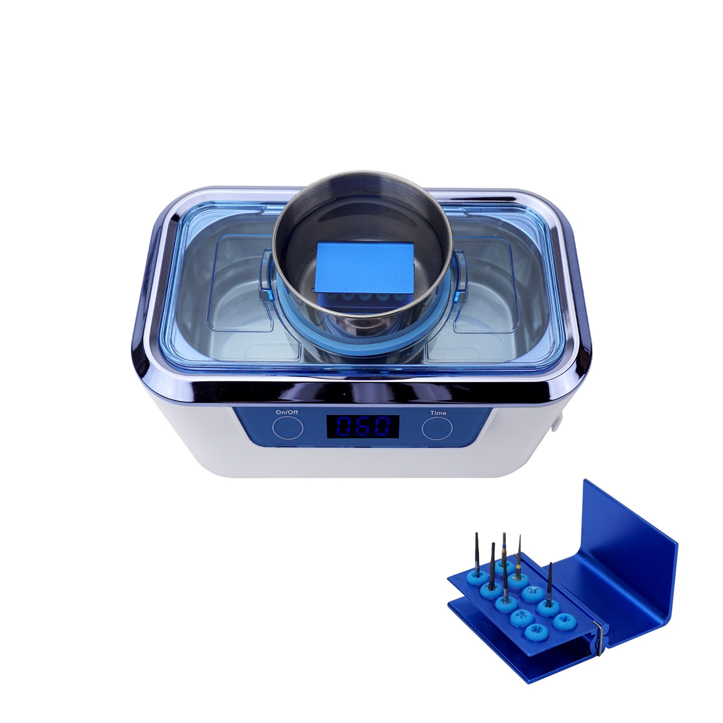 DS310-WS-D | iSonic® Miniaturized Commercial Ultrasonic Cleaner, white with sapphire blue colors, for dental applications