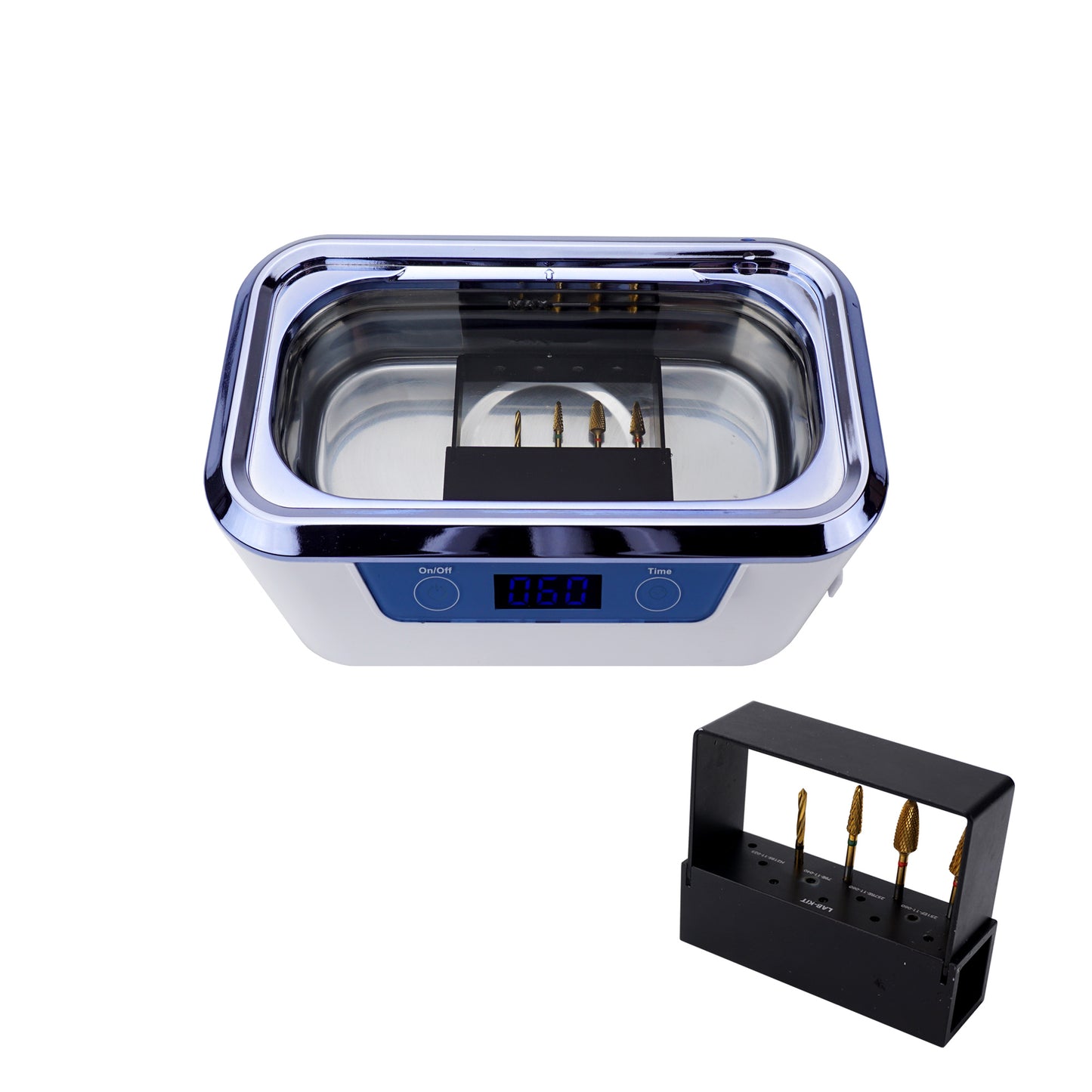 DS310-WS-D | iSonic® Miniaturized Commercial Ultrasonic Cleaner, white with sapphire blue colors, for dental applications