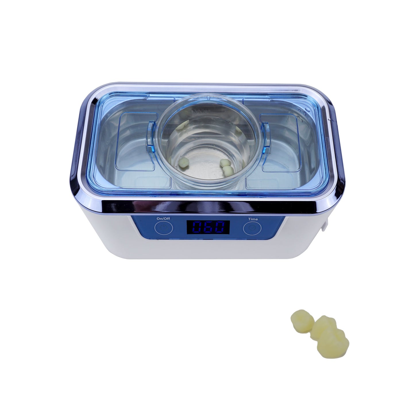 DS310-WS-D | iSonic® Miniaturized Commercial Ultrasonic Cleaner, white with sapphire blue colors, for dental applications