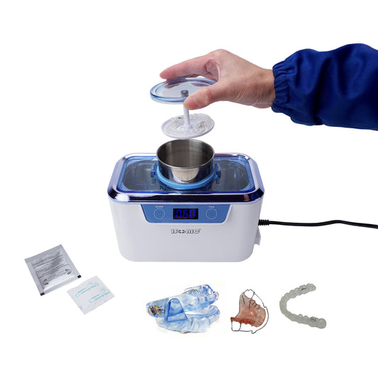 DS310-WS-D | iSonic® Miniaturized Commercial Ultrasonic Cleaner, white with sapphire blue colors, for dental applications