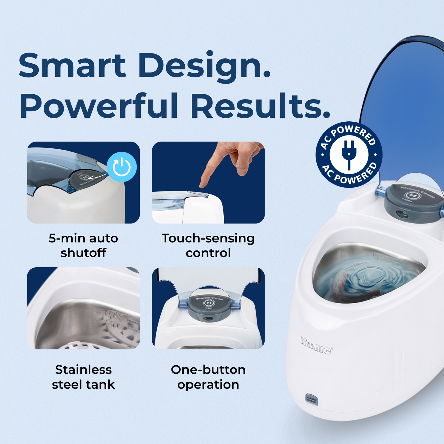 F3900 | iSonic® Ultrasonic Denture/Aligner/Retainer Cleaner, 110V 20W (tank is not removable, for portable unit, check DS180, DS180-B)