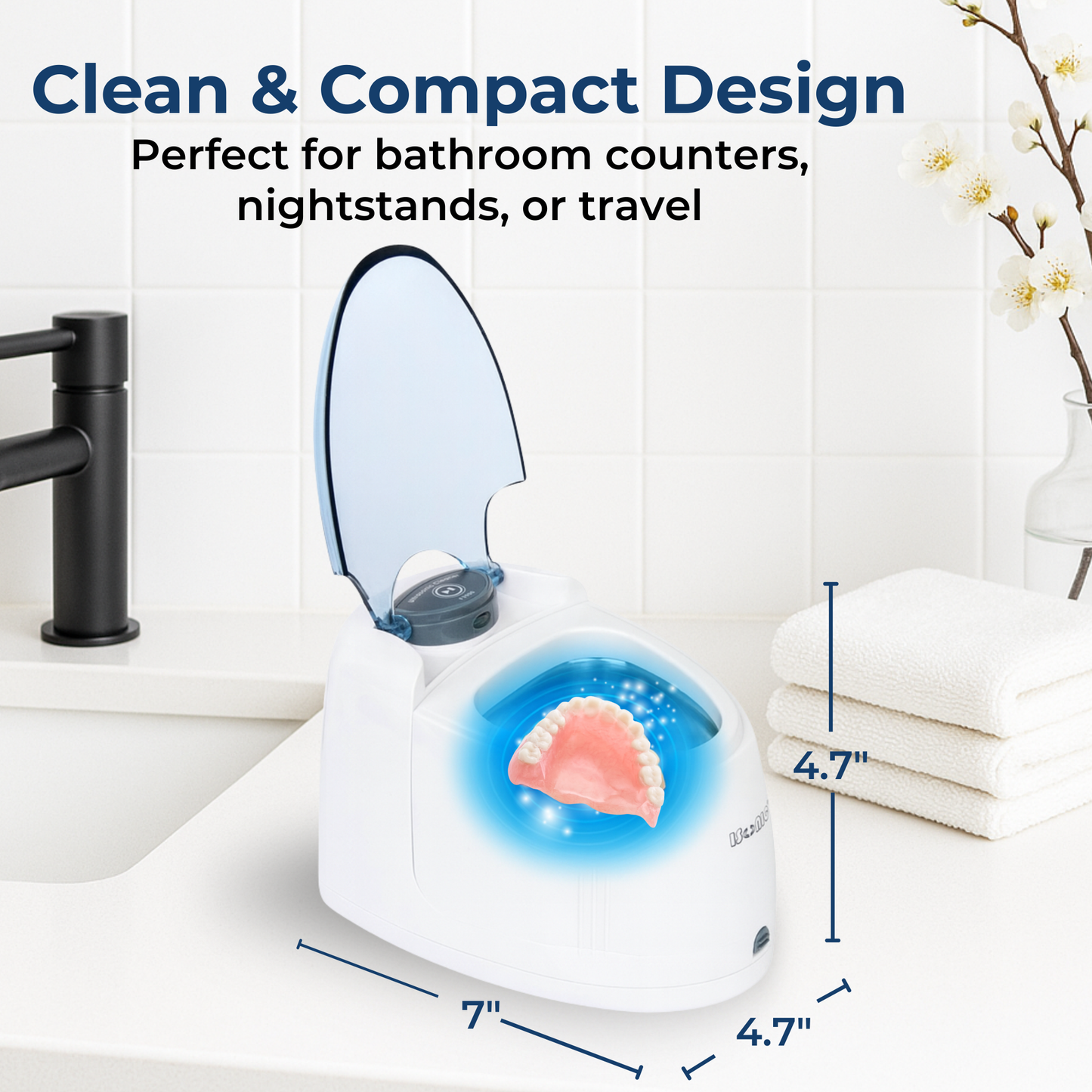 F3900 | iSonic® Ultrasonic Denture/Aligner/Retainer Cleaner, 110V 20W (tank is not removable, for portable unit, check DS180, DS180-B)