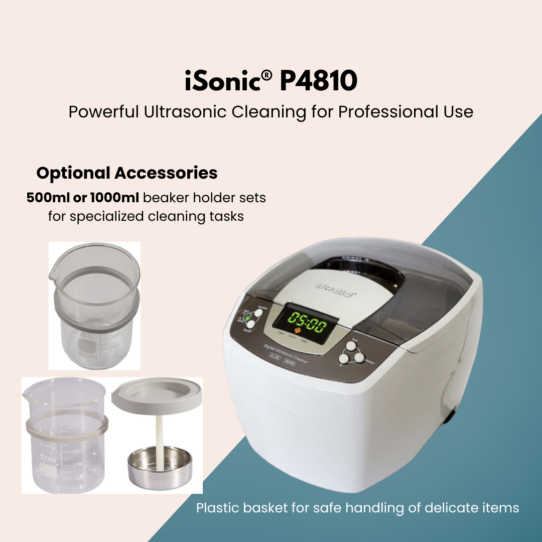 P4810+BHK01/03 | iSonic® Ultrasonic Cleaner P4810 with Beaker Holder Set (for DIY liposomal vitamin c or other supplements)
