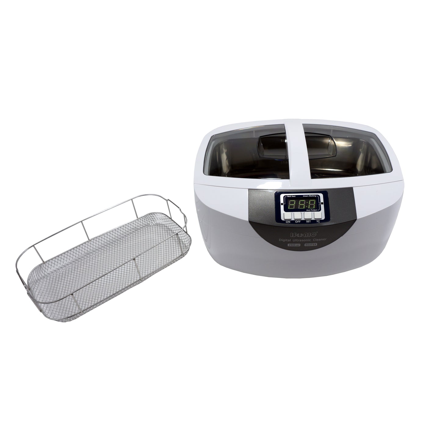 P4820-WSB25+CSBC001 | iSonic® Ultrasonic Cleaner P4820-WSB25, SS Wire Mesh Basket, 25-min. Timer, 2.6Qt/2.5L, with Brass Cleaning Solution Concentrate, 1QT
