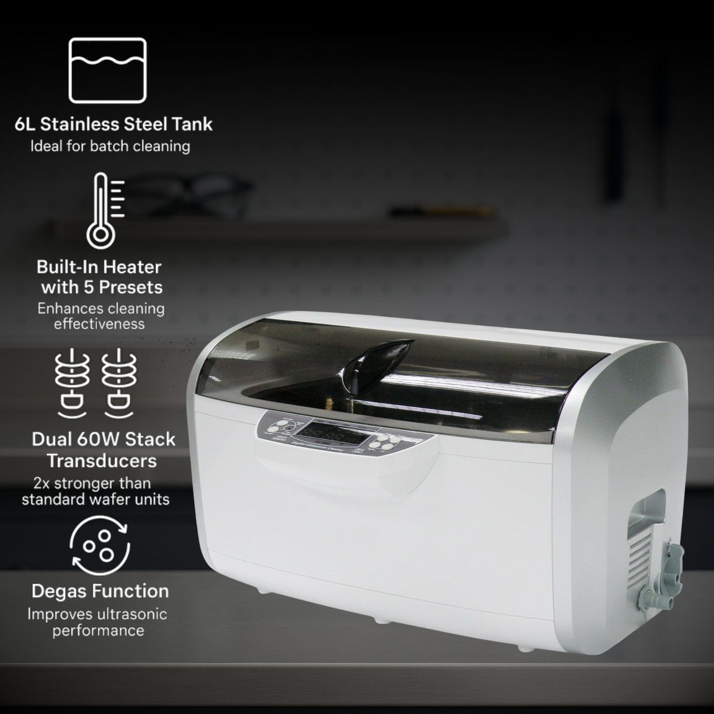 P4860 (CD-4860) | iSonic® Ultrasonic Cleaner, 6L/1.6Gal, 110V, 30-minute timer, heater (Dental, Vet and medical please choose P4861-NH or CS6.2-NH)