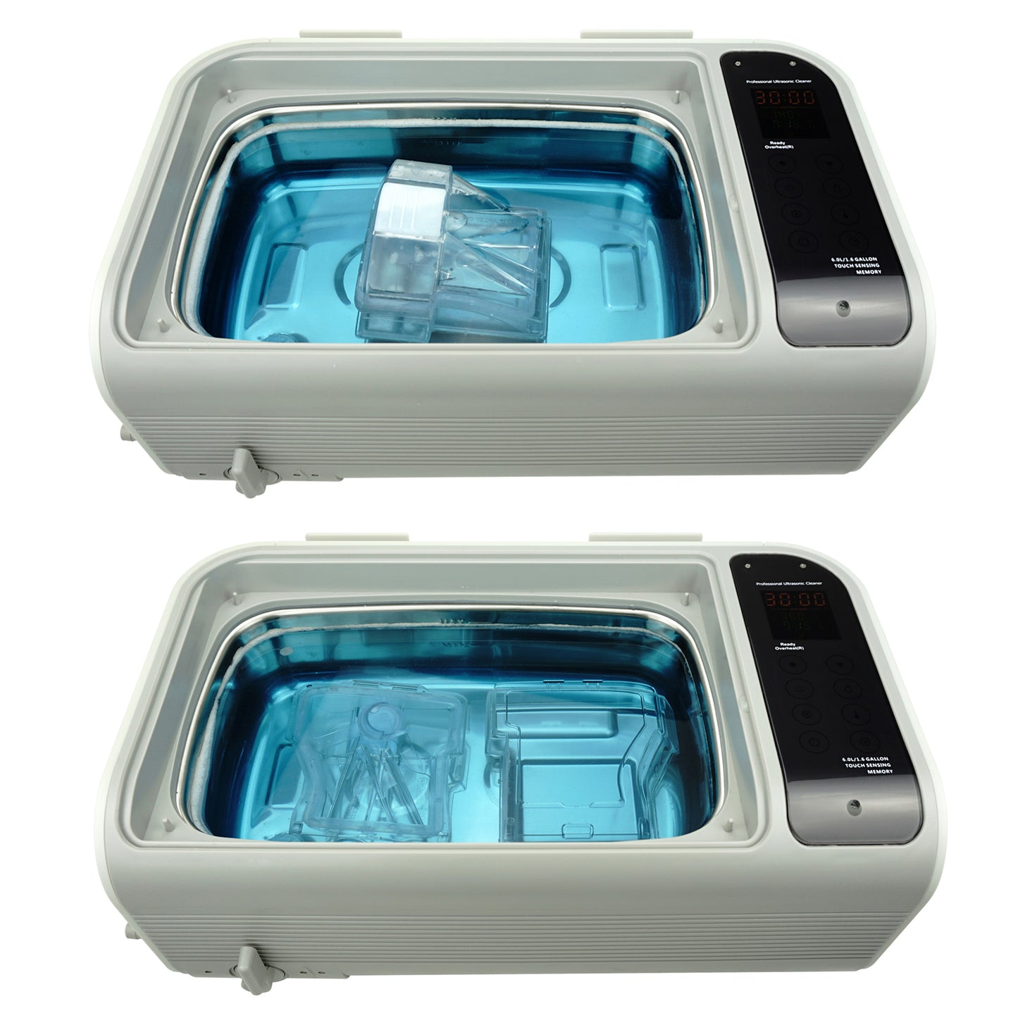 P4862-CPAP (large) | iSonic® Ultrasonic CPAP/BiPAP Cleaner, 1.6Gal/6L, with a stainless steel weight bracket, a box of cleaning tablets, heater, drain