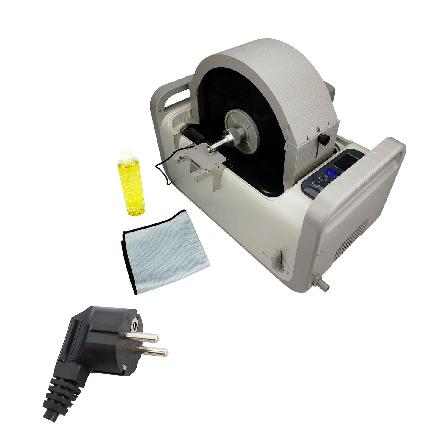 P4875-NH+MVR10-PRO | iSonic® Motorized Ultrasonic Vinyl Record Cleaner for 10 LP Records, with Filter and Spin Drying, 2Gal/7.5L