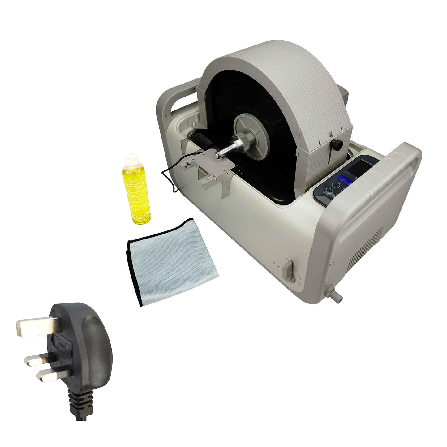 P4875-NH+MVR10-PRO | iSonic® Motorized Ultrasonic Vinyl Record Cleaner for 10 LP Records, with Filter and Spin Drying, 2Gal/7.5L