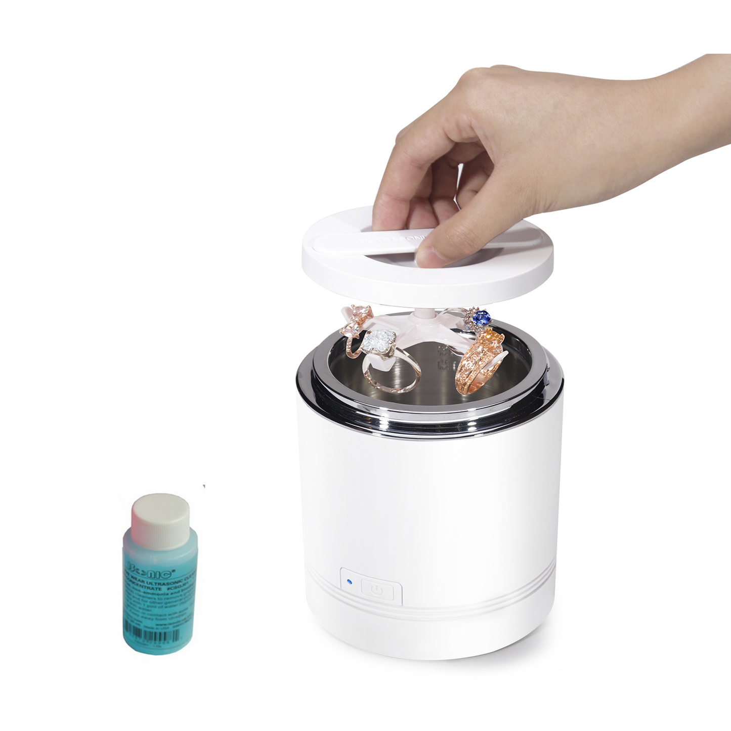iSonic D1800-PW Ultrasonic Cleaning Machine with Jewelry & Eyewear Cleaning Solution.