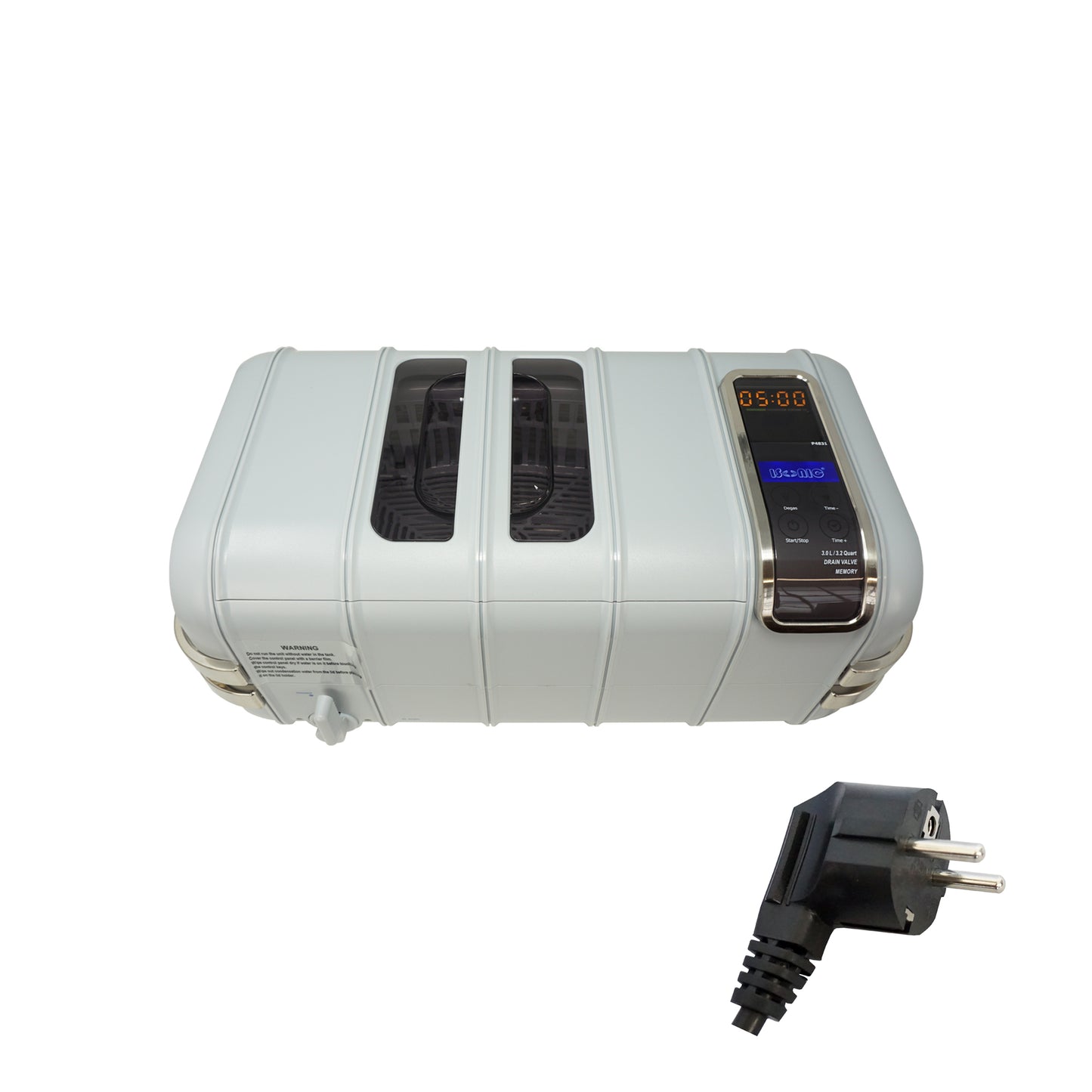 P4831 | iSonic® Ultrasonic Cleaner, 0.8Gal/3L, with a supersized 80W ultrasonic stack transducer, plastic basket, heater, drain