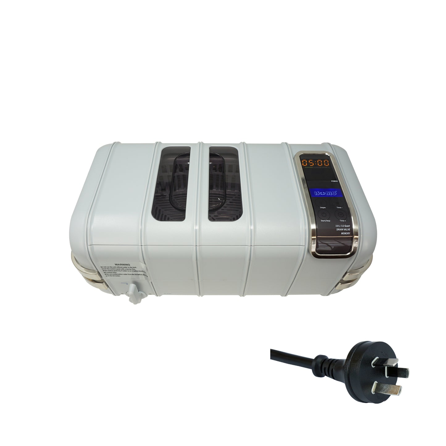 P4831 | iSonic® Ultrasonic Cleaner, 0.8Gal/3L, with a supersized 80W ultrasonic stack transducer, plastic basket, heater, drain
