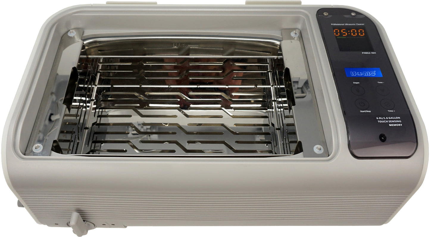 P4862-NH | iSonic® Ultrasonic Cleaner, 6L/1.6Gal, 110V, 30-minute timer, no heaters, with stainless steel basket (Dentists please choose P4861-NH)