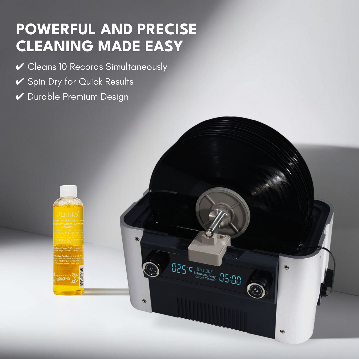 CS6.1-PRO | iSonic® Motorized Ultrasonic Vinyl Record Cleaner for 10 Records, with Filter and Spin Drying. Winner of Audiophile's Gear of The Year Award 2023!