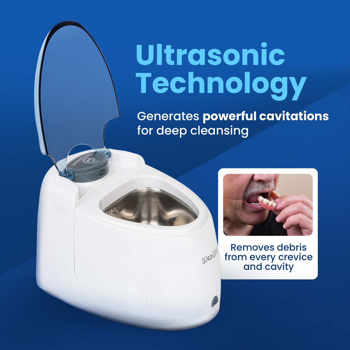 F3900 | iSonic® Ultrasonic Denture/Aligner/Retainer Cleaner, 110V 20W (tank is not removable, for portable unit, check DS180, DS180-B)