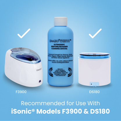 CSDW01 | iSonic® White Denture and Retainer Cleaning Crystal – Professional Ultrasonic Cleaner Solution, 8oz