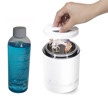 D1800-PW+CSGJ01 | iSonic® Compact Ultrasonic Jewelry Cleaner with Jewely/Eyewear Cleaning Solution Concentrate, Promotional Price!
