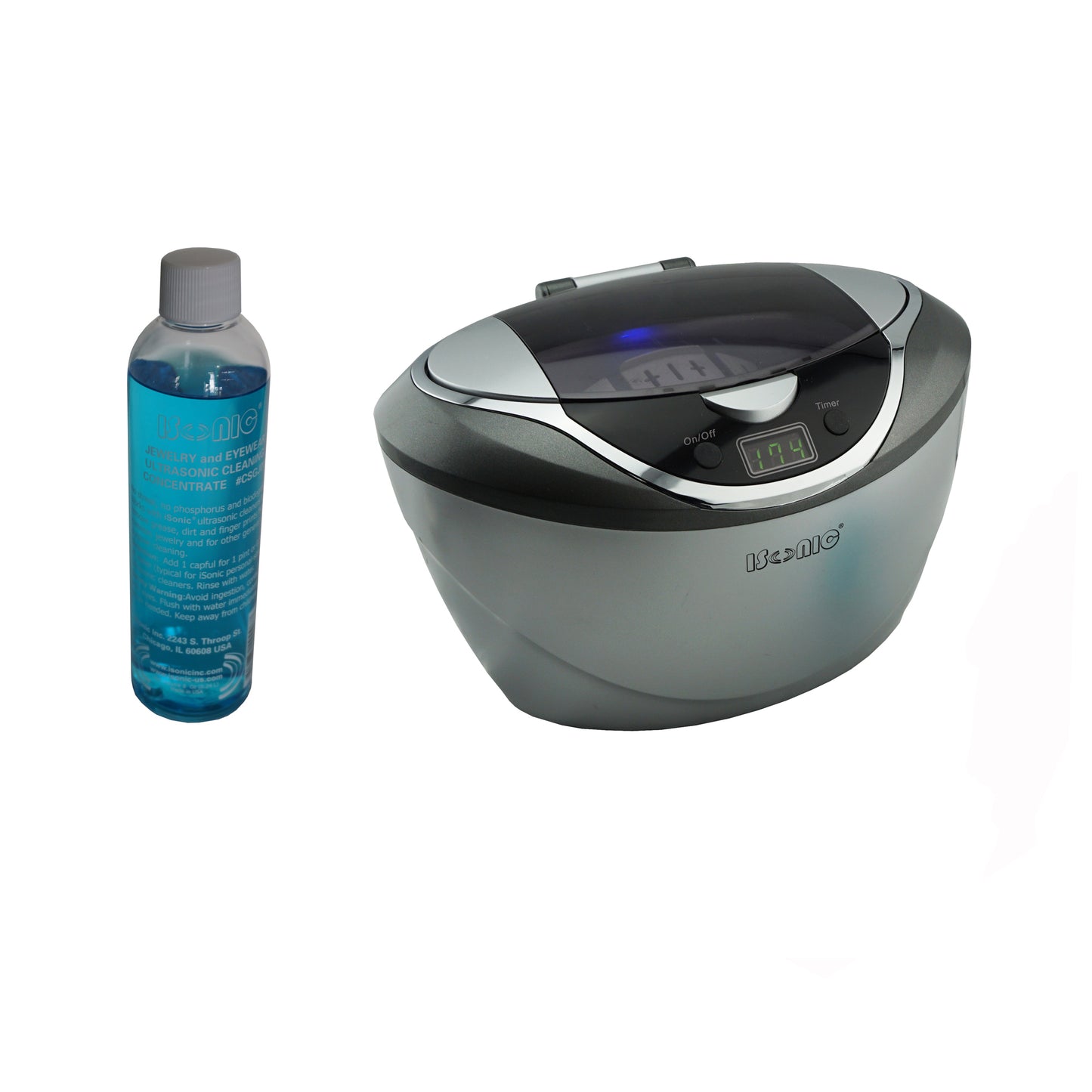 D2840+CSGJ01 | iSonic® Digital Ultrasonic Cleaner, with Jewelry/Eyewear Cleaning Solution Concentrate CSGJ01, 8OZ, Promotional Price!