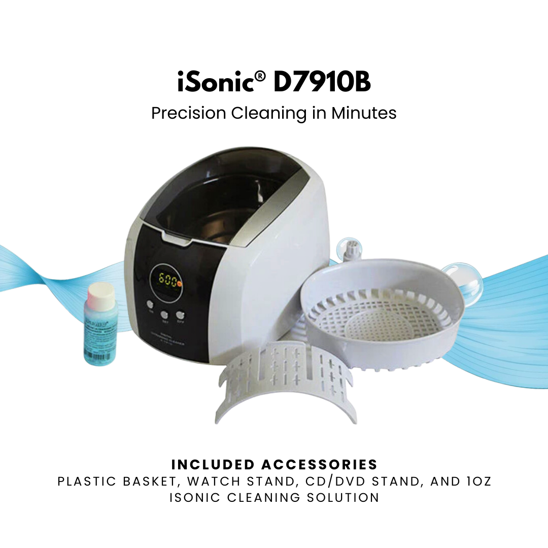 D7910B | iSonic® Digital Ultrasonic Cleaner, 0.8Qt/0.75L for jewelry, eyeglasses, CD/DVDs