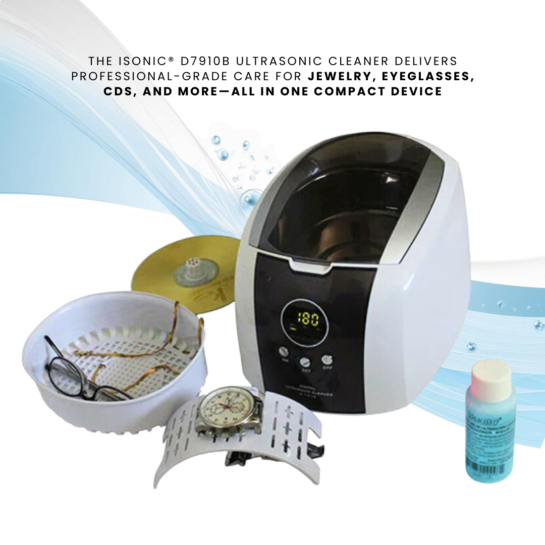 D7910B | iSonic® Digital Ultrasonic Cleaner, 0.8Qt/0.75L for jewelry, eyeglasses, CD/DVDs