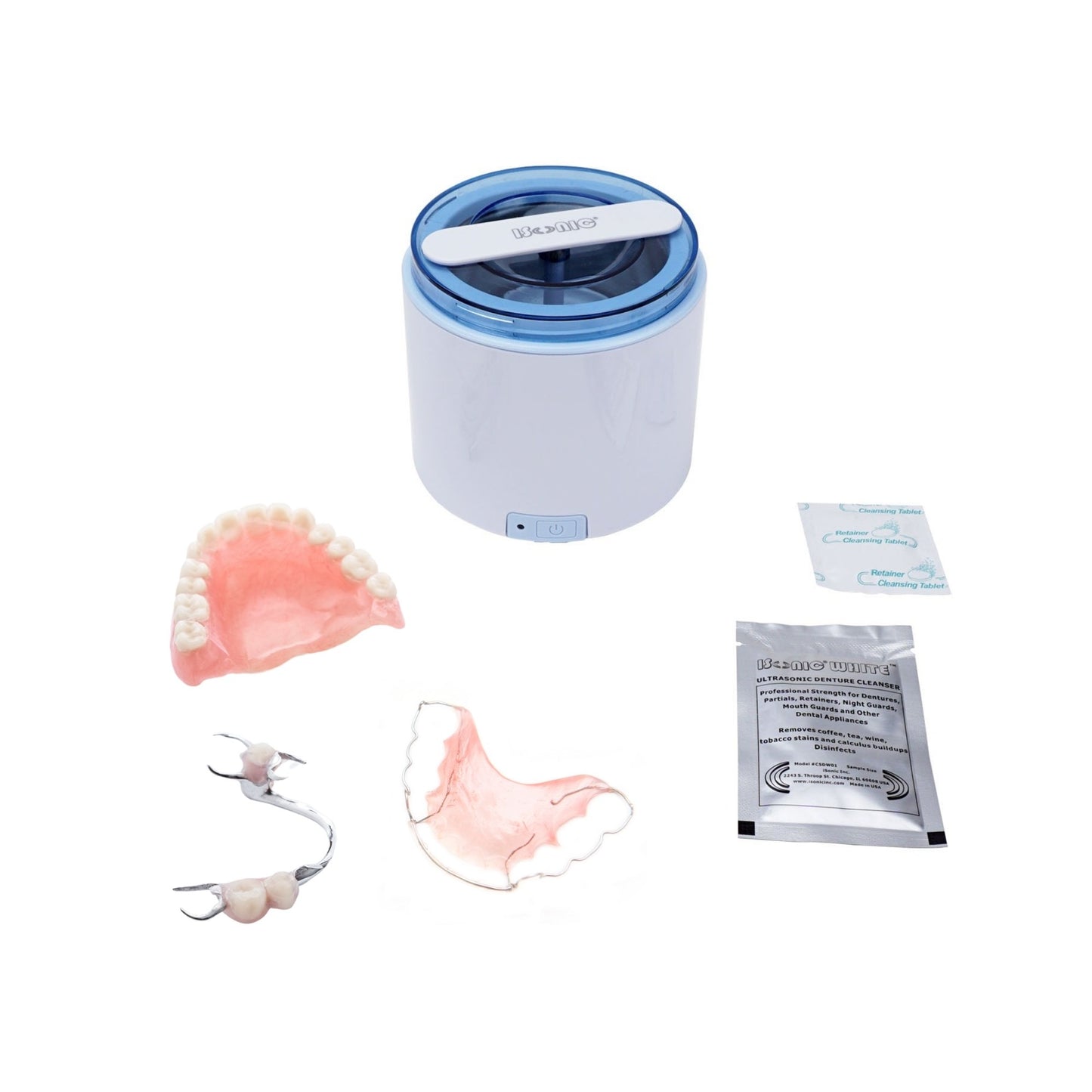 DS180 | iSonic® Portable Ultrasonic Retainer/Denture Cleaner, DC12V, AC100-240V worldwide