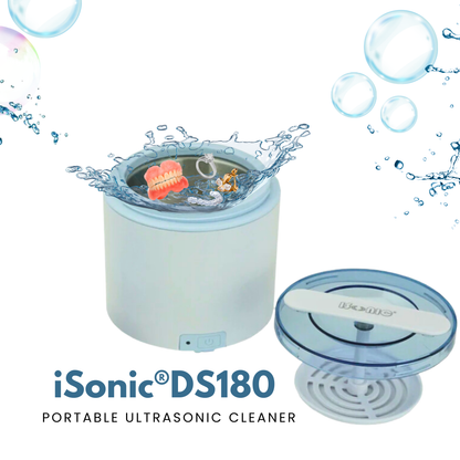 DS180-B | iSonic® Portable Cordless Ultrasonic Retainer/Denture Cleaner with rechargeable battery, DC12V, AC100-240V worldwide