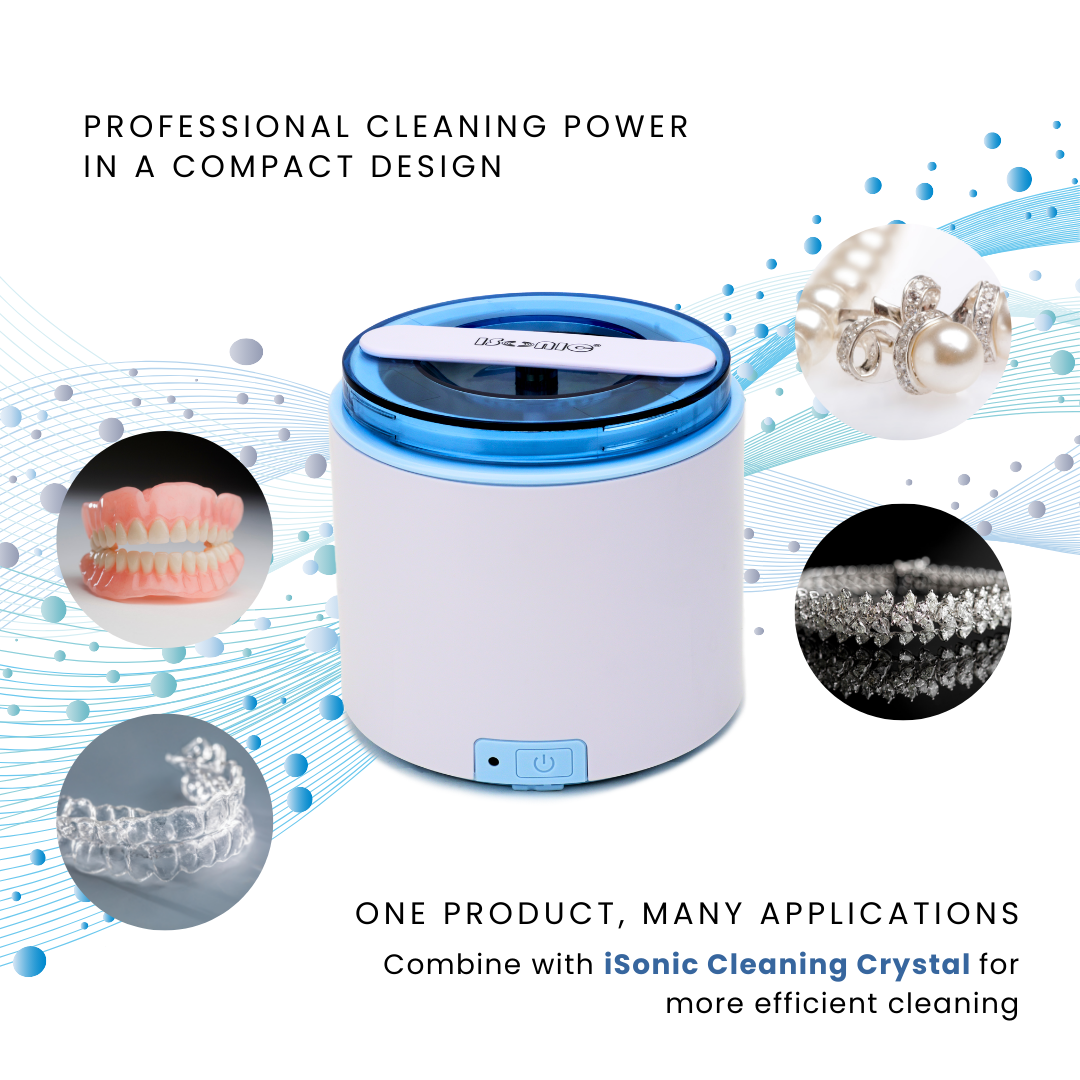 DS180-B | iSonic® Portable Cordless Ultrasonic Retainer/Denture Cleaner with rechargeable battery, DC12V, AC100-240V worldwide