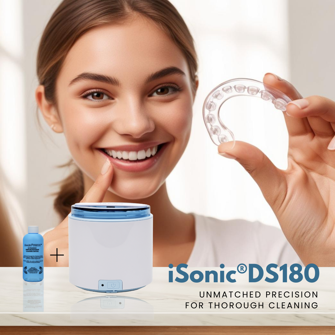 DS180-B | iSonic® Portable Cordless Ultrasonic Retainer/Denture Cleaner with rechargeable battery, DC12V, AC100-240V worldwide