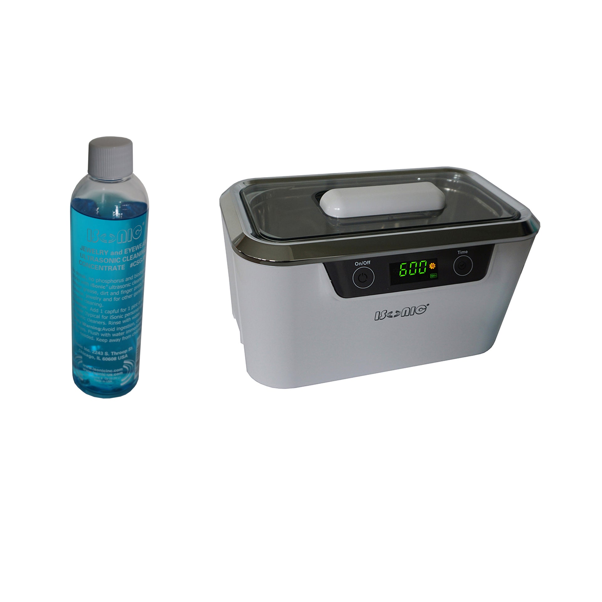 D1800-PW+CSGJ01 | iSonic® Compact Ultrasonic Jewelry Cleaner with  Jewely/Eyewear Cleaning Solution Concentrate, Promotional Price!