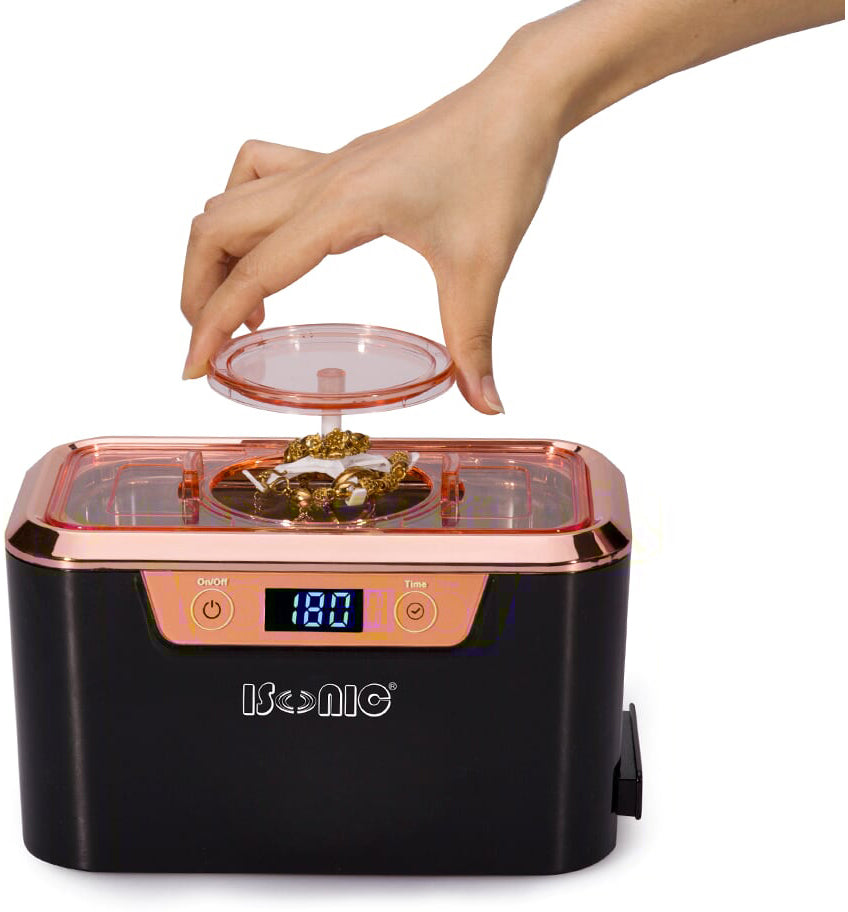 DS310-BR+CSGJ01 | iSonic® Miniaturized Commercial Ultrasonic Cleaner, with integrated ss. beaker plus Jewely/Eyewear Cleaning Solution Concentrate, Promotional Price!