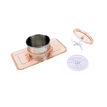 BHK310A | iSonic® Stainless Steel Beaker Holder/Lid Set with Jewelry Hanger and Plastic Strainer,  choice of pink or blue color for DS310-BR or DS310-WS
