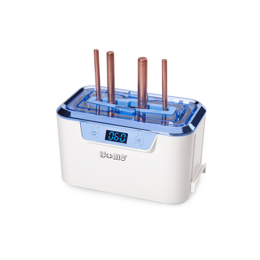 DS310C-WS | iSonic® Miniaturized Commercial Ultrasonic Cleaner, white and sapphire blue colors, for makeup brushes, jewelry, eyeglasses