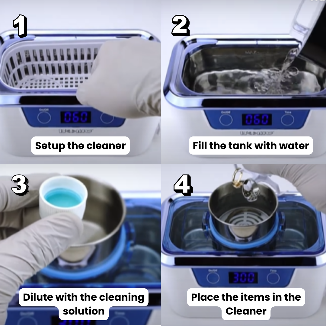DS310-WS | iSonic® Miniaturized Commercial Ultrasonic Cleaner, white and sapphire blue colors