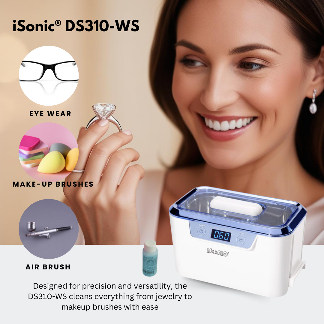 DS310-WS | iSonic® Miniaturized Commercial Ultrasonic Cleaner, white and sapphire blue colors