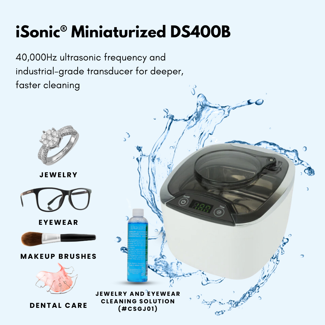 DS400B | iSonic® Miniaturized Commercial Ultrasonic Cleaner for Jewelry, Cosmetic Tools, Eyeglasses