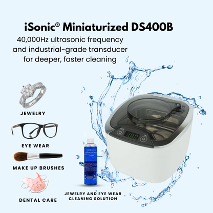 DS400B | iSonic® Miniaturized Commercial Ultrasonic Cleaner for Jewelry, Cosmetic Tools, Eyeglasses