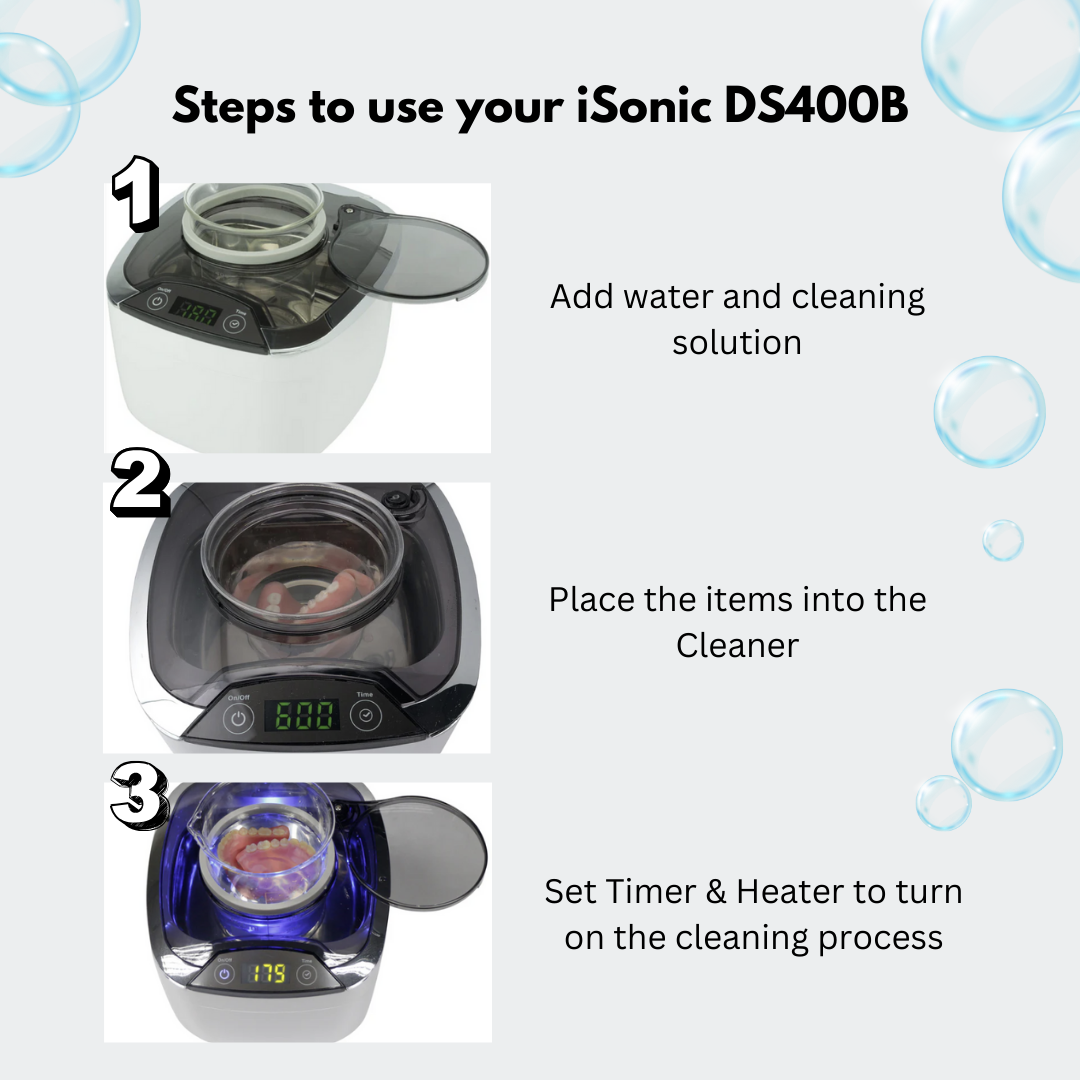 DS400B | iSonic® Miniaturized Commercial Ultrasonic Cleaner for Jewelry, Cosmetic Tools, Eyeglasses