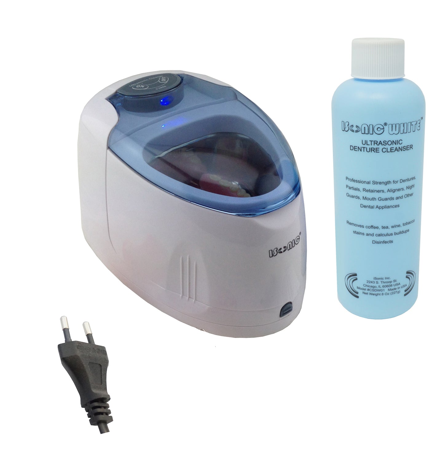 F3900+CSDW01 | iSonic® Ultrasonic Denture/Aligner/Retainer Cleaner plus 8OZ Cleaning Crystal, Promotional Price!