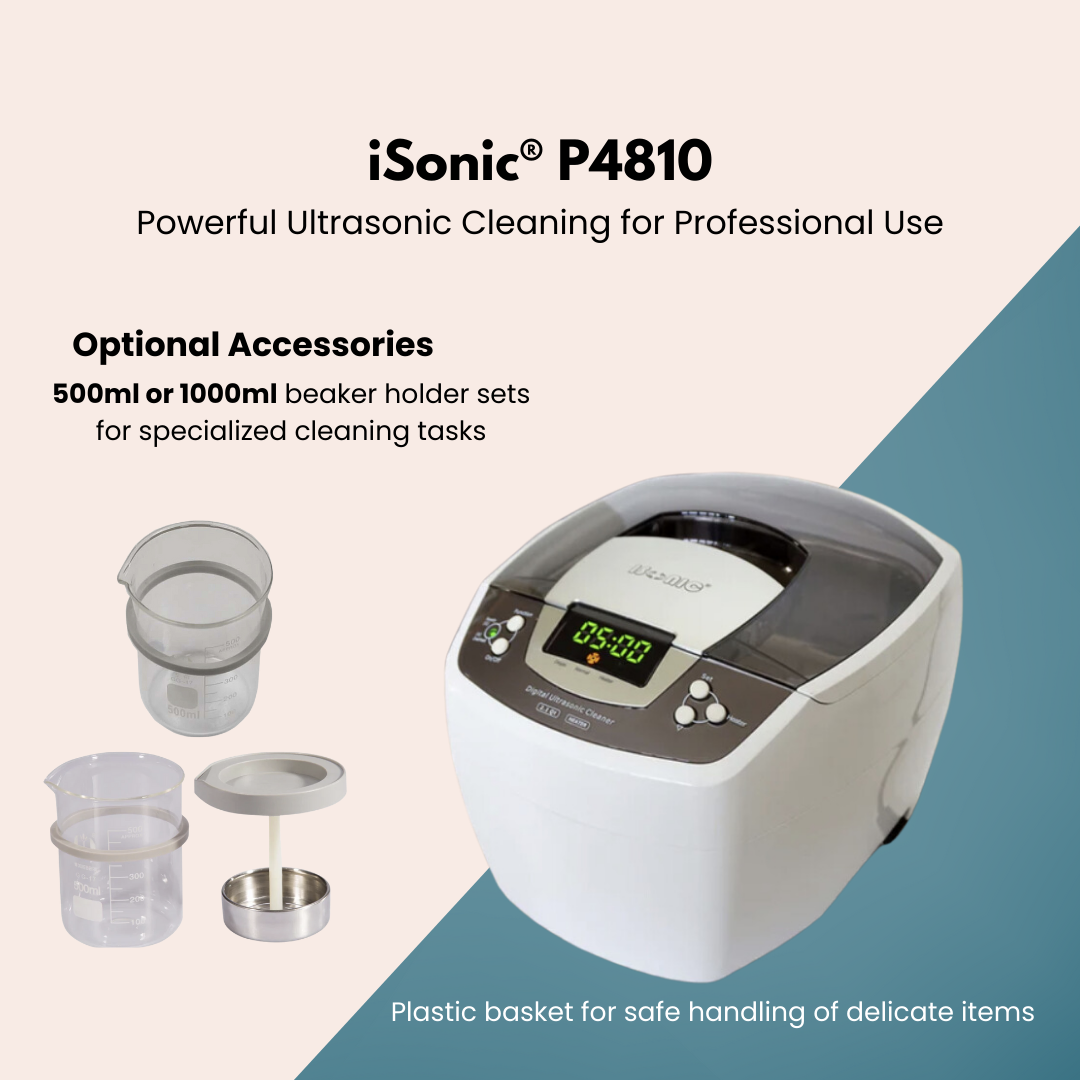 P4810 | iSonic® Ultrasonic cleaner P4810, 2.1Qt/2L, 60W ultrasonic stack transducer, 80W heater