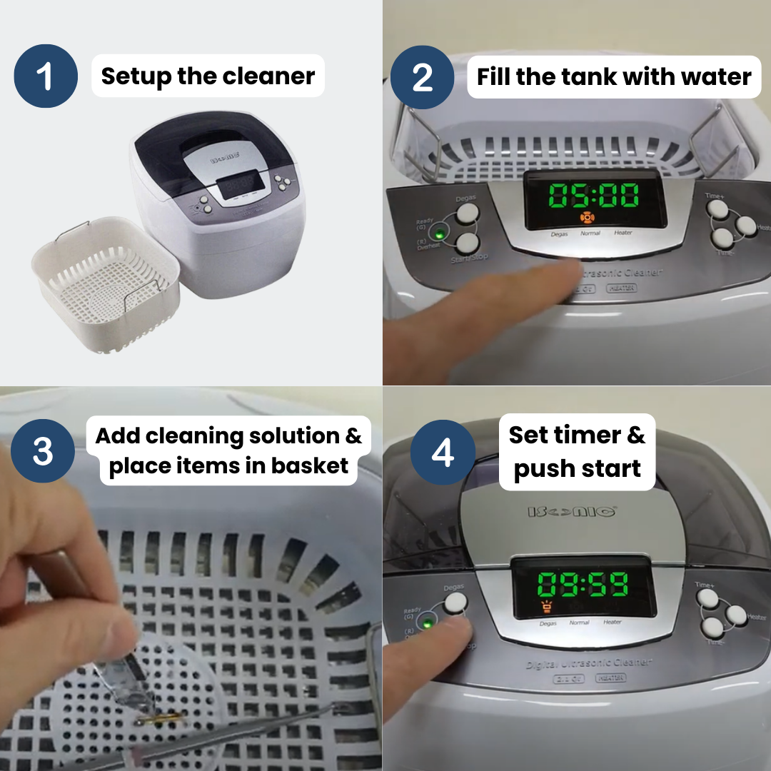 P4810 | iSonic® Ultrasonic cleaner P4810, 2.1Qt/2L, 60W ultrasonic stack transducer, 80W heater