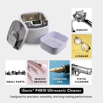 P4810 | iSonic® Ultrasonic cleaner P4810, 2.1Qt/2L, 60W ultrasonic stack transducer, 80W heater
