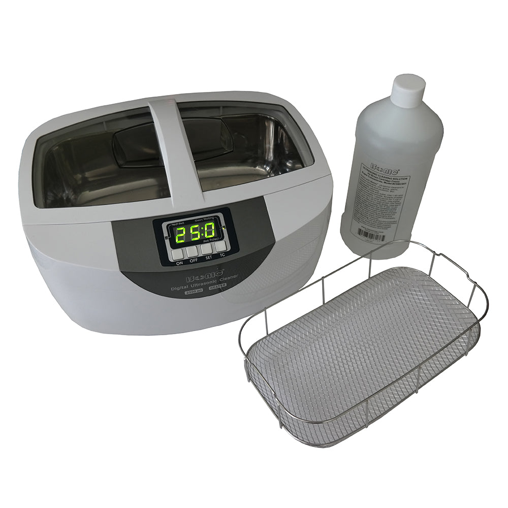 P4820-WSB25+CSBC001 | iSonic® Ultrasonic Cleaner P4820-WSB25, SS Wire Mesh Basket, 25-min. Timer, 2.6Qt/2.5L, with Brass Cleaning Solution Concentrate, 1QT. Promotional Price!