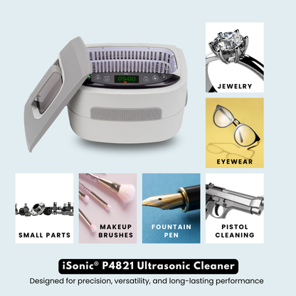 P4821 | iSonic® Ultrasonic Cleaner, 2.5L/2.6Qt, 110V 60W, 30-minute timer, touch-sensing controls
