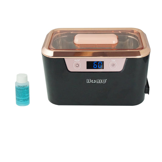 DS310B-BR | iSonic® Miniaturized Commercial Ultrasonic Cleaner, black and rose gold colors, with a flat lid